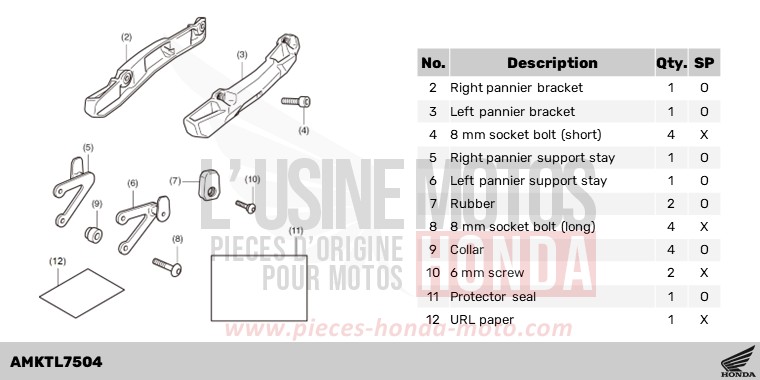 KIT,PANNIER SUPPORT STAY de X-ADV 750 SHASTA WHITE (NH138) 2023